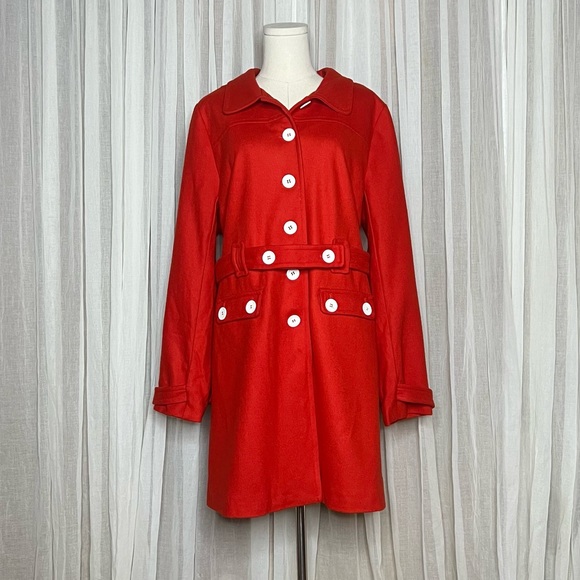 ModCloth Retro Red & White Pea Coat - Picture 2 of 7